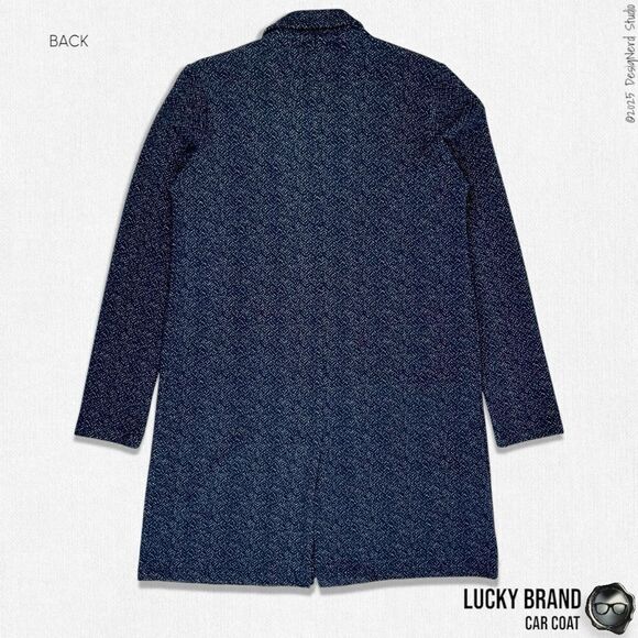 LUCKY BRAND CLASSIC LONG LINE CAR COAT IN AMERICAN NAVY BLUE WOMEN’S SIZE SMALL - Picture 6 of 14
